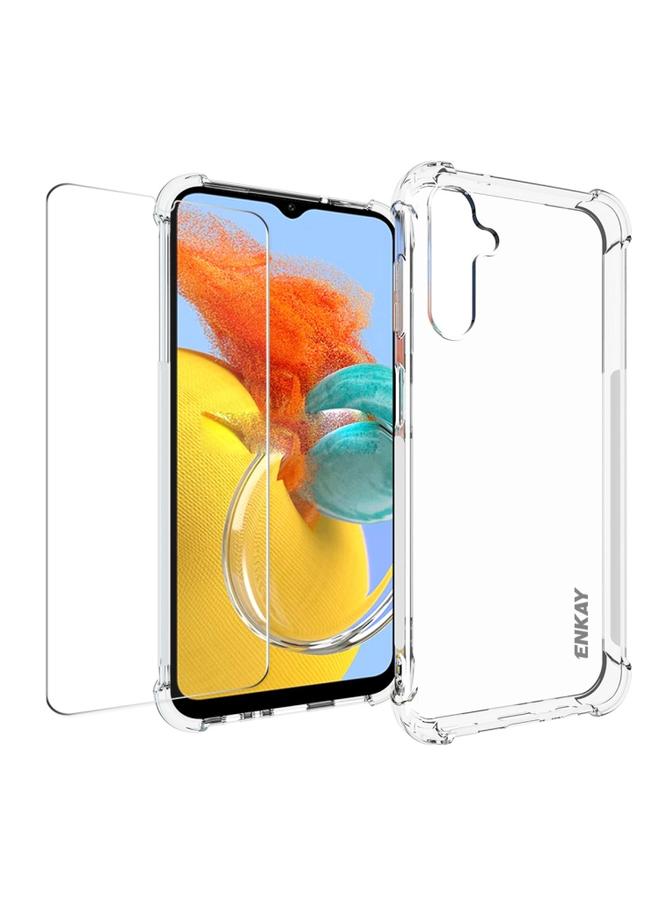 جرين تايجر حافظة هاتف Smausng Galaxy M14 ENKAY شفافة من مادة TPU مقاومة للصدمات مع طبقة زجاجية - Image 1