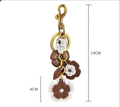 Spenlly Leather Flower Bag Charm for Women, Cute Floral Keychain Car Hanging Keyring Purse Charm Decoration for Handbags (Black) - Image 5