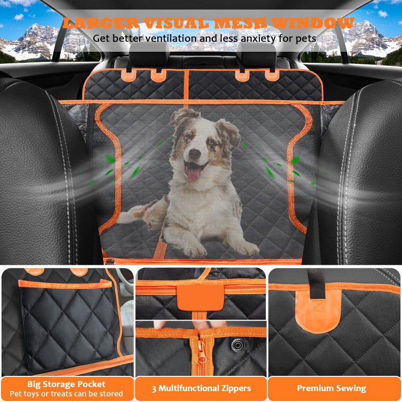 UR باور 6 in 1 Convertible Dog Car Seat Cover for Back Seat 60/40 Split Dog Seat Cover 100% Waterproof Dog Hammock for Car Nonslip Pet Seat Cover with Mesh Window  Pocket for Cars Trucks and SUVs - Image 4