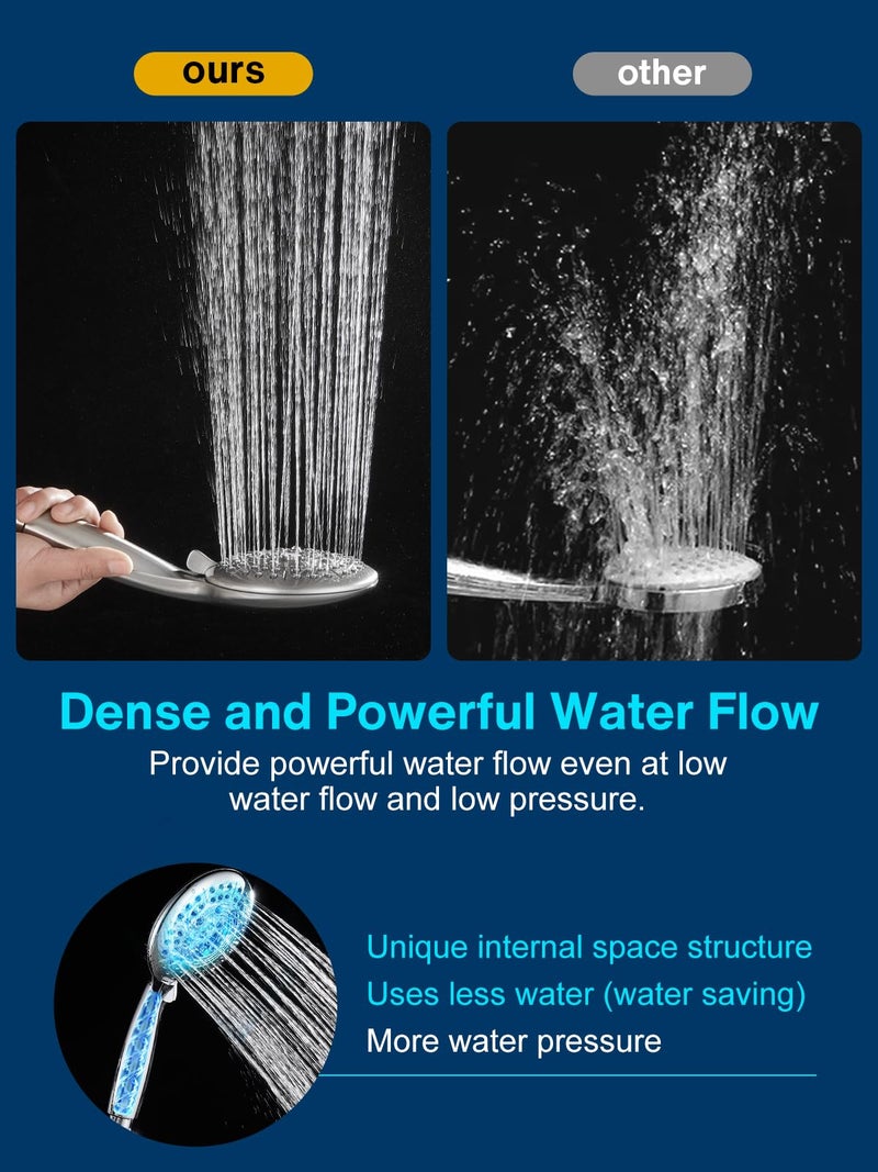 Cobbe 48-Setting High Pressure 3-Way Shower Head Combo, Hand Held Shower & Rain Shower Separately or Together, 4.7" Dual 2 in 1 Showerhead with Hose - Brushed Nickel - U.S. Invention Patents - Image 4
