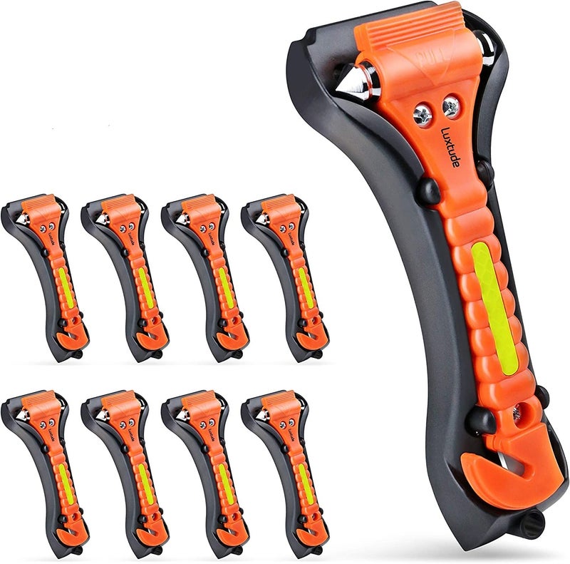 Luxtude أداة تحطيم زجاج السيارة من لوكستود، أداة قطع حزام الأمان، أداة هروب السيارة، مطرقة زجاج الطوارئ 2 في 1، أداة قطع حزام الأمان، مجموعة أدوات إنقاذ الحياة، 4 عبوات - Image 1