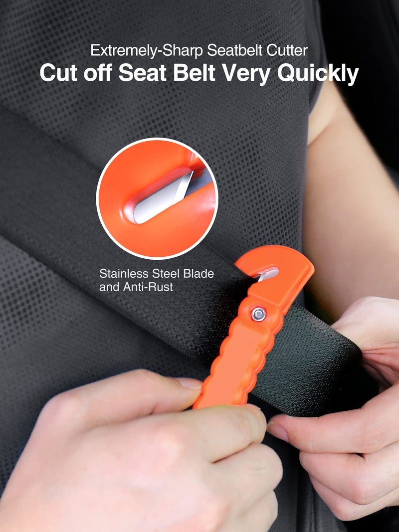 Luxtude أداة تحطيم زجاج السيارة من لوكستود، أداة قطع حزام الأمان، أداة هروب السيارة، مطرقة زجاج الطوارئ 2 في 1، أداة قطع حزام الأمان، مجموعة أدوات إنقاذ الحياة، 4 عبوات - Image 3