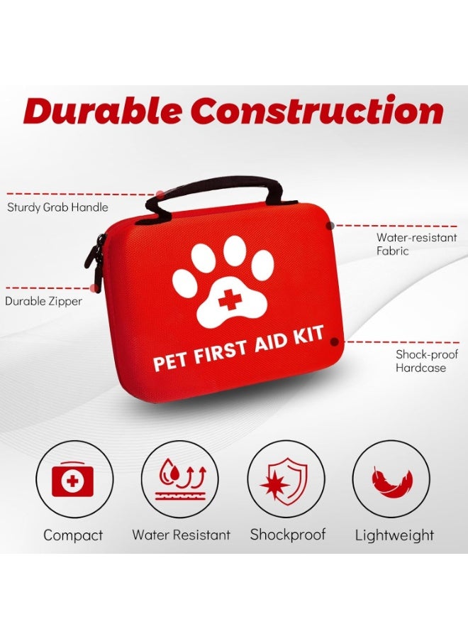 Meetion Dog Cat First Aid Kit, Pet First Aid Kit for Dogs and Cats, Home Office Travel Car First Aid Kit Emergency Kit Dog Travel Kit for Hiking, Dog Medical kit Emergency Survival Kit, (Red, 101 Pack) - Image 3