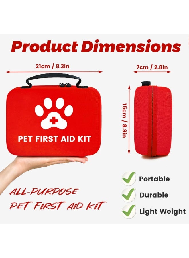 Meetion Dog Cat First Aid Kit, Pet First Aid Kit for Dogs and Cats, Home Office Travel Car First Aid Kit Emergency Kit Dog Travel Kit for Hiking, Dog Medical kit Emergency Survival Kit, (Red, 101 Pack) - Image 5