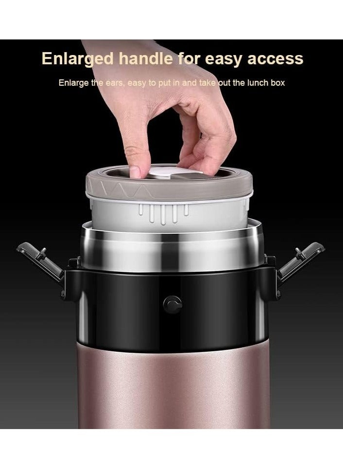 Magic 2.6L Stainless Steel Lunch Box Food Thermal Lunch Box Insulated Thermal Container Soup Thermos Containers for Hot Food 12 Hour Warm Leakproof Bento Box Pink - Image 4