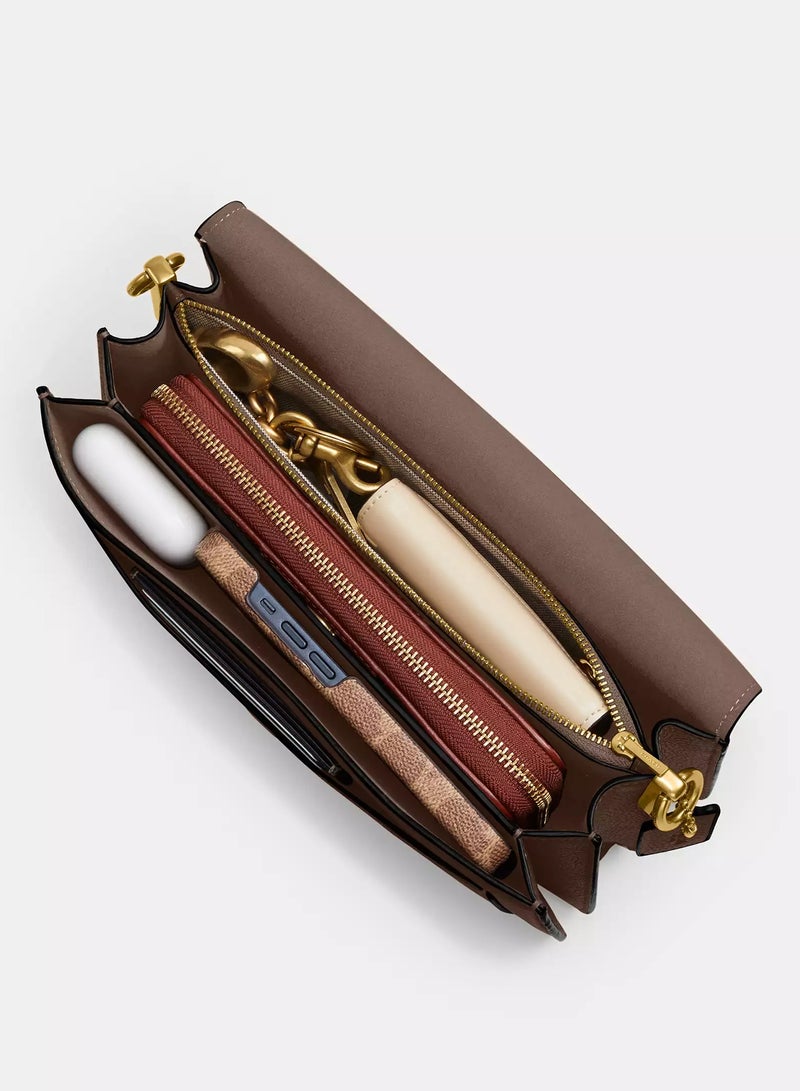 حقيبة كتف تابي من كوتش مقاس 26، حقيبة كتف نسائية، حقيبة توت نسائية، حقيبة يد نسائية، حقيبة كروس نسائية، محفظة نسائية، حقيبة سفر نسائية، لون حجري داكن - 26 سم