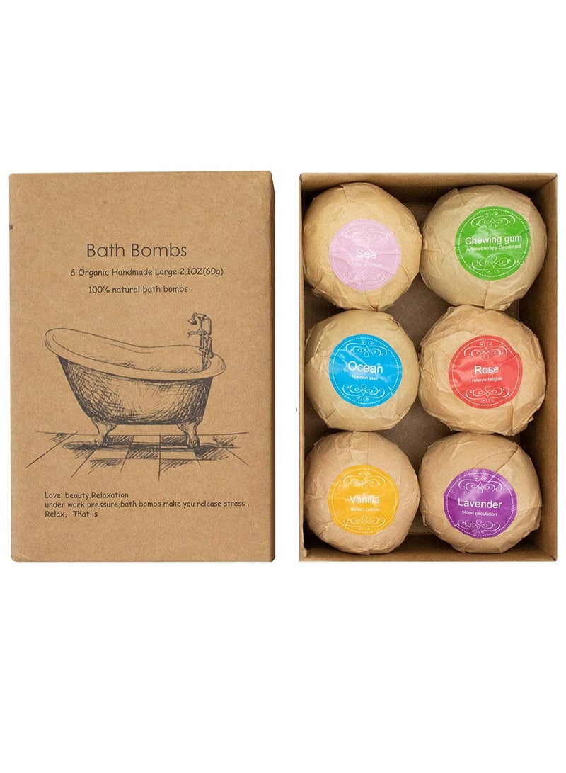 Bath Bombs Gift 6 Pack Bath Bombs Large Organic  Natural Essential Oil Handmade Bath Bombs Gift Set Moisturize Dry Skin Bath Bombs - Image 1