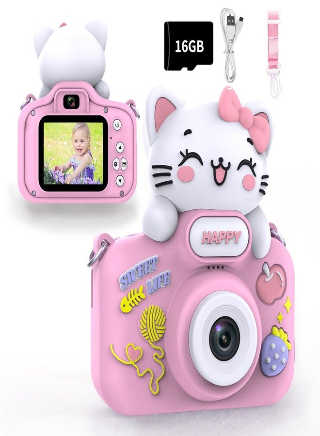 VETEK Kids Camera for Boys and Girls, Digital Camera for Kids Toy, Toddler Camcorder Birthday for Age 3 4 5 6 7 8 9 10 with 16GB SD Card, Video Recorder 1080P HD IPS 2 Inch(Pink) - Image 1