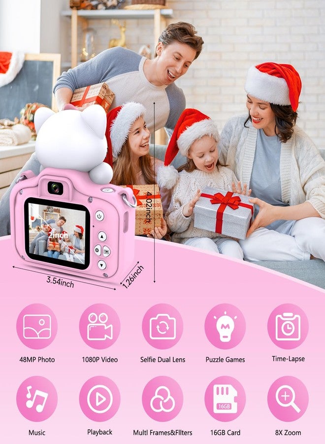 VETEK Kids Camera for Boys and Girls, Digital Camera for Kids Toy, Toddler Camcorder Birthday for Age 3 4 5 6 7 8 9 10 with 16GB SD Card, Video Recorder 1080P HD IPS 2 Inch(Pink) - Image 5