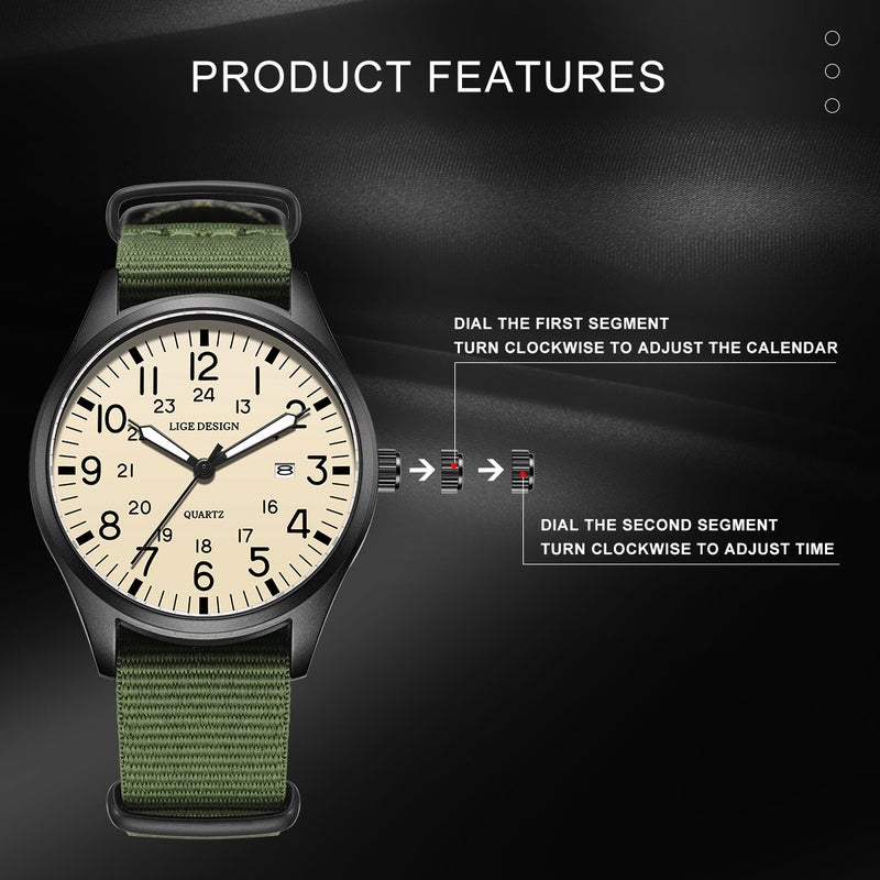 LIGE Men's Quartz Watch Waterproof Luminous - Image 3