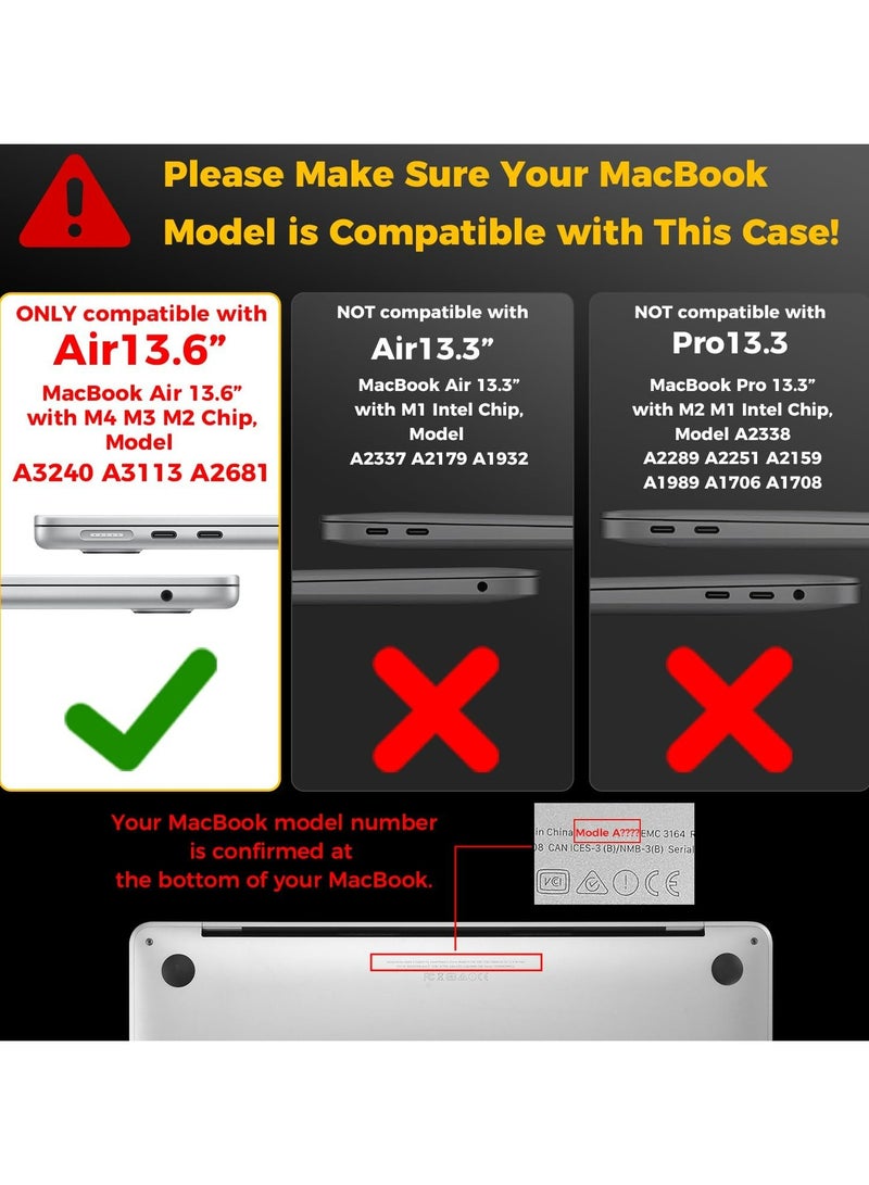 Rock Pow Case Compatible with MacBook Air 13 inch Case 2025 2024 2023 2022 M4 A3240 M3 A3113 M2 A2681 Plastic Hard Shell + TPU Keyboard Skin Cover for MacBook Air 13.6 inch Case, Crystal Clear - Image 2