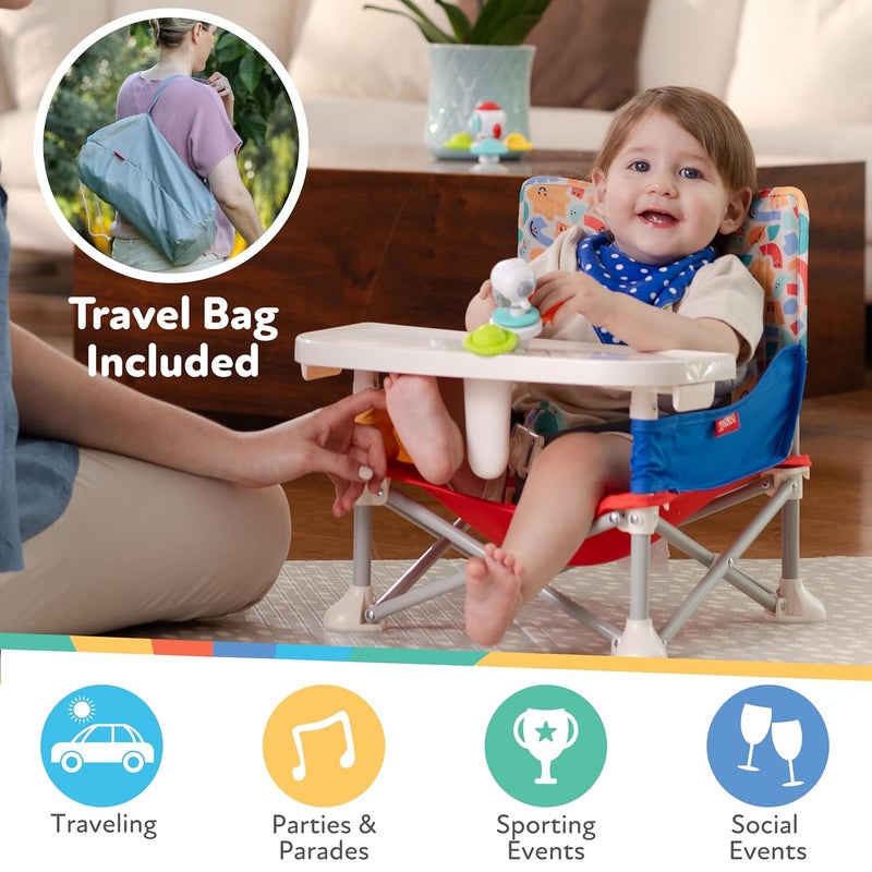 Nuby PopUp Booster Seat with Removable Tray  6 Months  Portable Booster Seat for Floor for IndoorOutdoor Use  3Point Safety Adjustable Straps  Summer Travel Essentials  Safari - Image 4