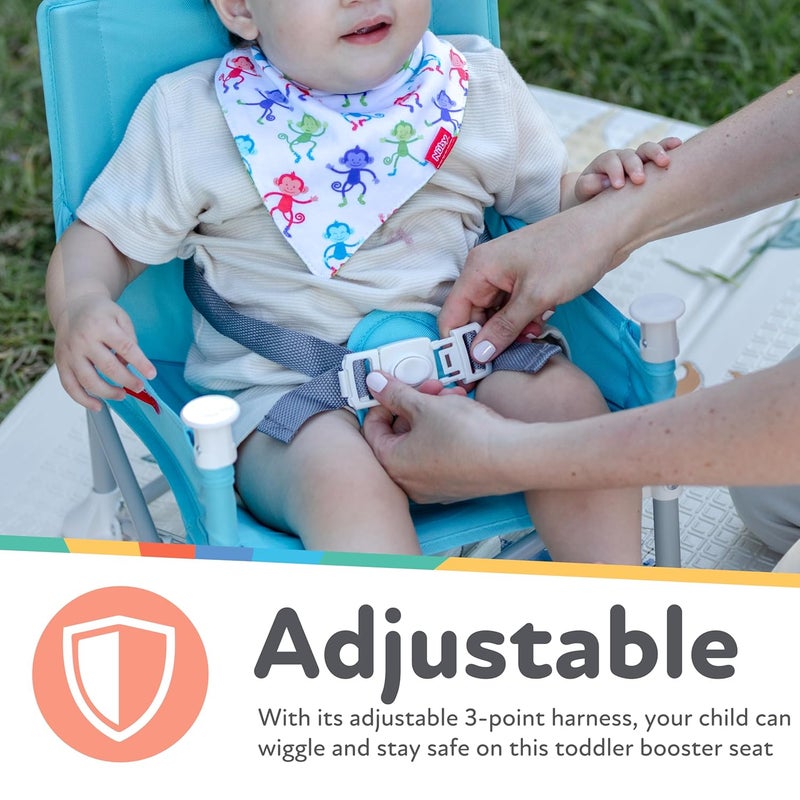 Nuby PopUp Booster Seat with Removable Tray  6 Months  Portable Booster Seat for Floor for IndoorOutdoor Use  3Point Safety Adjustable Straps  Summer Travel Essentials  Safari - Image 5