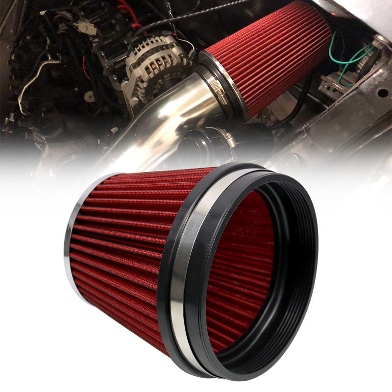 RYANSTAR RACING 152mm 6 High Flow Round Tapered Cone ClosedTop Washable ClampOn Dry Air Filter Short 155mm Tall