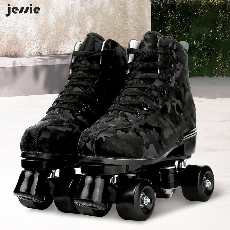 جيسي Outdoor Roller Skates Women Adult with Light Up Wheels Black Quad Skating for Men Youth Boys Girls - Image 2