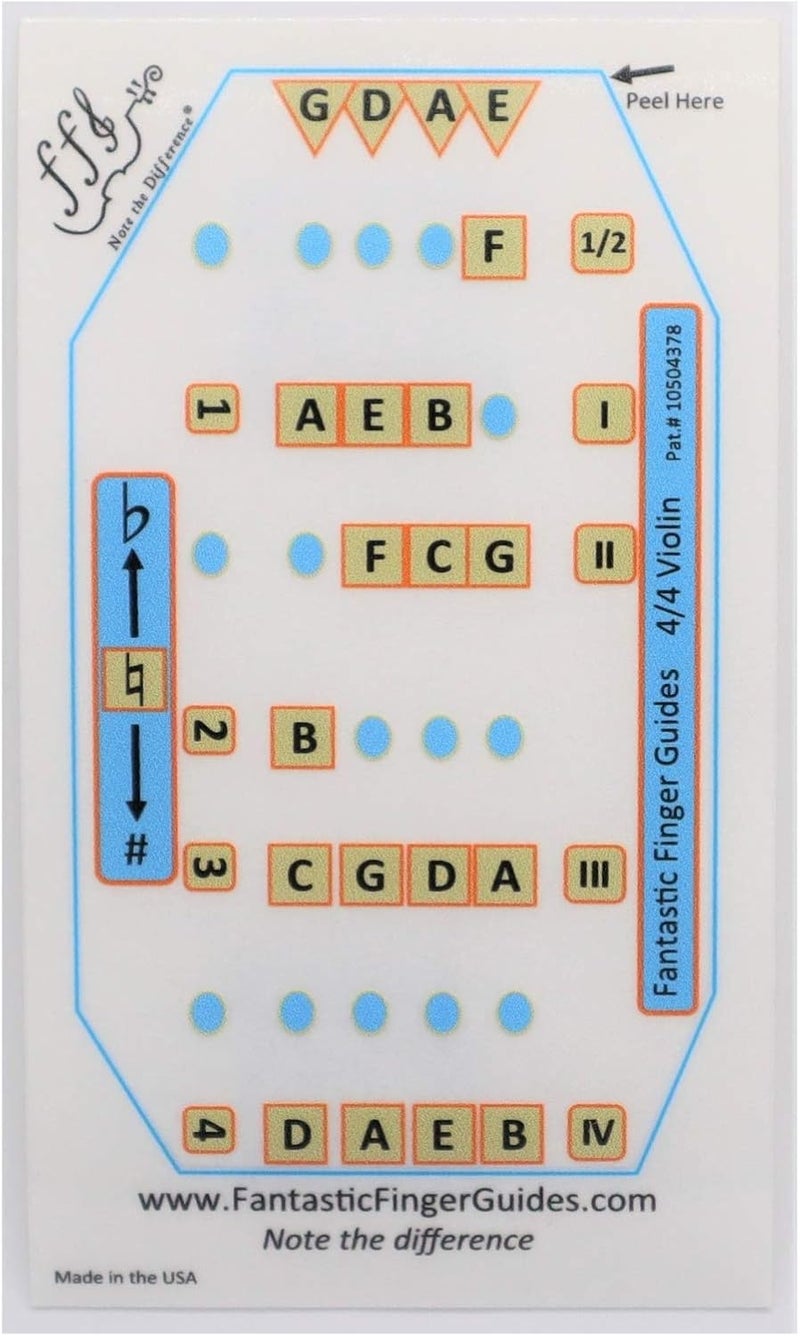 FFG NOTE THE DIFFERENCE Fantastic Finger Guide for Violins Kids/Adult Beginner | Stringed Musical Instruments | Fingerboard and Fretboard Stickers for Learning All Notes | Play or Fiddle, 4/4-Size - Image 3