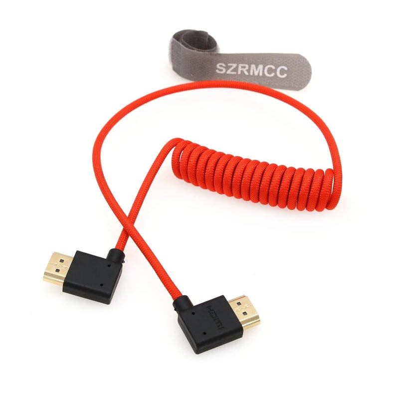 اس زد ار ام سي سي كابل 8K HDMI بزاوية يسرى إلى يمينية 2.1 عالي السرعة ملفوف مضفر إيثرنت للكاميرا Z Cam E2 Portkeys BM5 Atomos Shinobi Ninjav V Monitor Sony Canon Camera 50 سم - Image 1