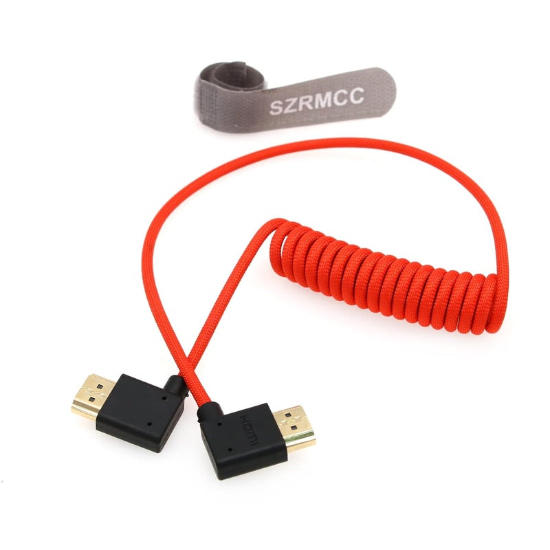 اس زد ار ام سي سي كابل 8K HDMI بزاوية يسرى إلى يمينية 2.1 عالي السرعة ملفوف مضفر إيثرنت للكاميرا Z Cam E2 Portkeys BM5 Atomos Shinobi Ninjav V Monitor Sony Canon Camera 50 سم - Image 4