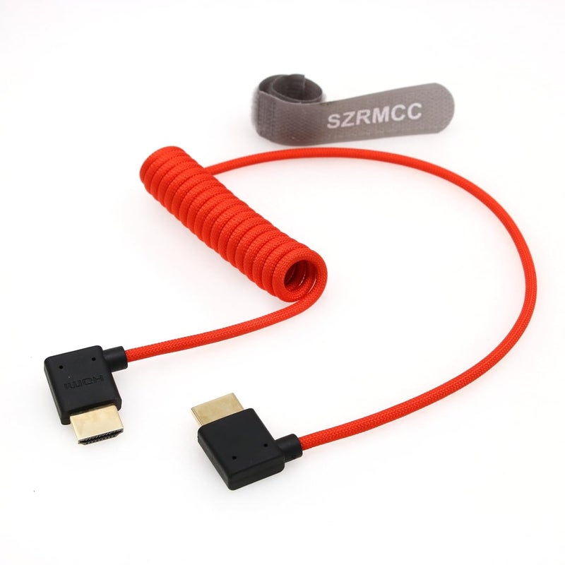 اس زد ار ام سي سي كابل 8K HDMI بزاوية يسرى إلى يمينية 2.1 عالي السرعة ملفوف مضفر إيثرنت للكاميرا Z Cam E2 Portkeys BM5 Atomos Shinobi Ninjav V Monitor Sony Canon Camera 50 سم - Image 3