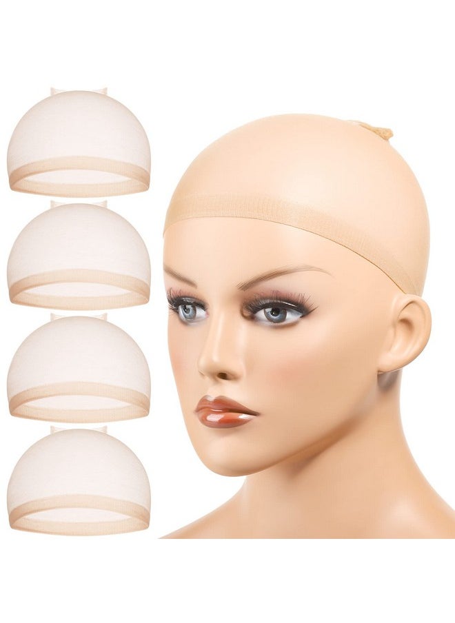 FANDAMEI Hd Wig Cap 4Pcs Ultra Thin Wig Caps Light Brown Nylon Wig Caps For Women Stretchy Natural Transparent Hd Wig Caps For Lace Front Wigs. Summer Wear Comfortable Wig Cap  - Image 1