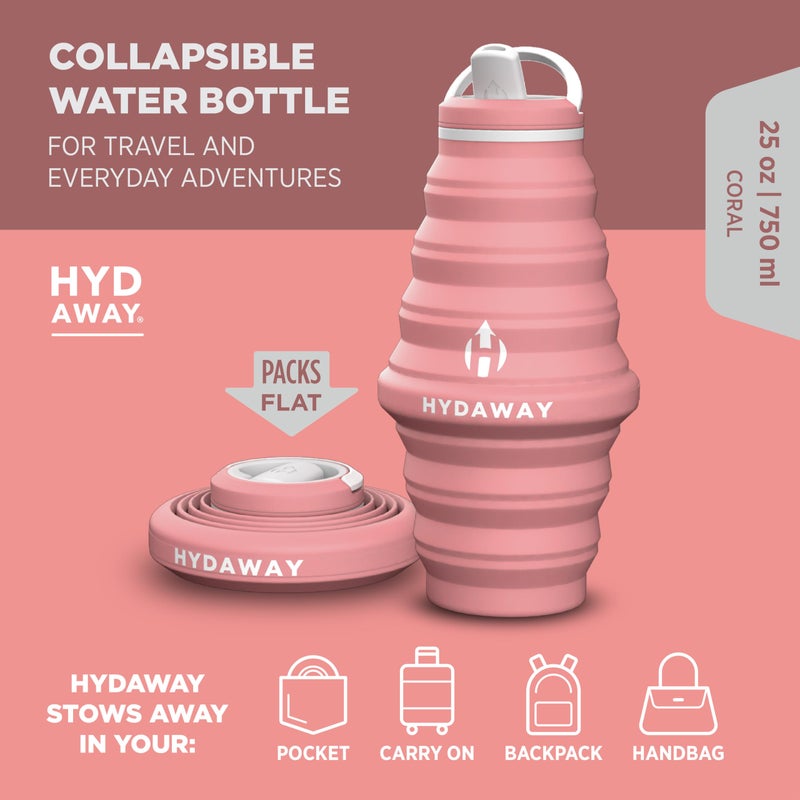 HYDAWAY 25oz Collapsible Water Bottle - BPA-Free, Leakproof, Lightweight, and Space-Saving - Perfect for Hiking, Travel, and All-Day Hydration - Image 2