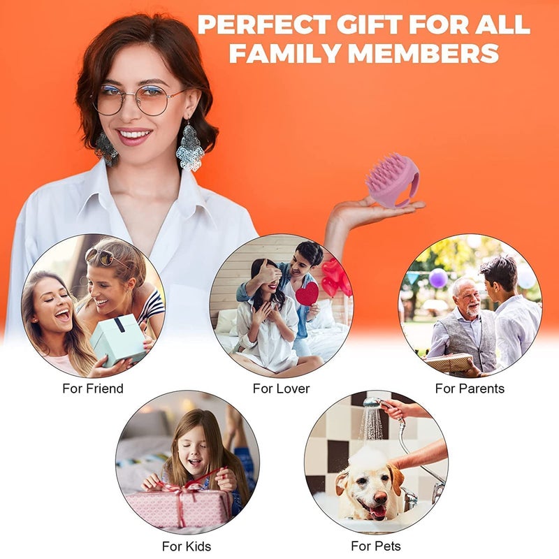 Valkyrie فرشاة شامبو لتدليك فروة الرأس، جسم من قش القمح مع شعيرات سيليكون ناعمة، مقشر فروة الرأس، مقشر فروة الرأس | إزالة القشرة، يمنع تساقط الشعر للرجال والنساء (وردي 110) - Image 5