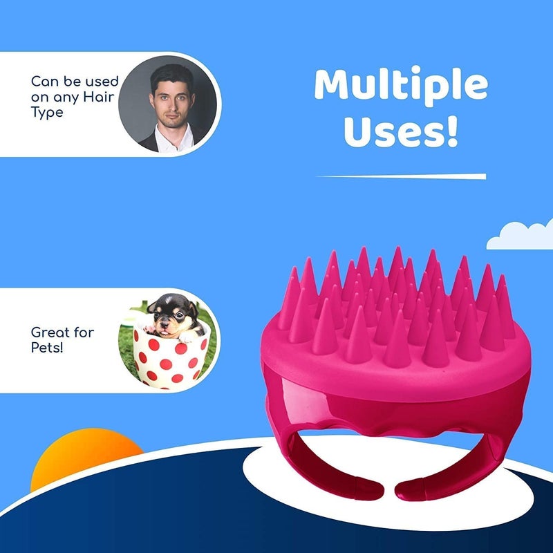 Valkyrie فرشاة شامبو لتدليك فروة الرأس، جسم من قش القمح مع شعيرات سيليكون ناعمة، مقشر فروة الرأس، مقشر فروة الرأس | إزالة القشرة، يمنع تساقط الشعر للرجال والنساء (وردي 110) - Image 2