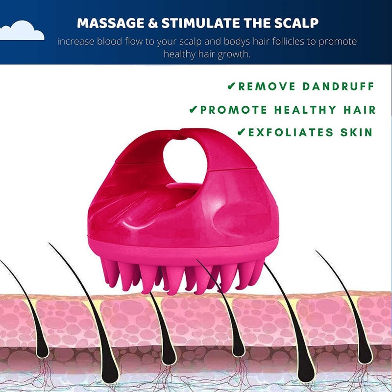Valkyrie فرشاة شامبو لتدليك فروة الرأس، جسم من قش القمح مع شعيرات سيليكون ناعمة، مقشر فروة الرأس، مقشر فروة الرأس | إزالة القشرة، يمنع تساقط الشعر للرجال والنساء (وردي 110) - Image 3