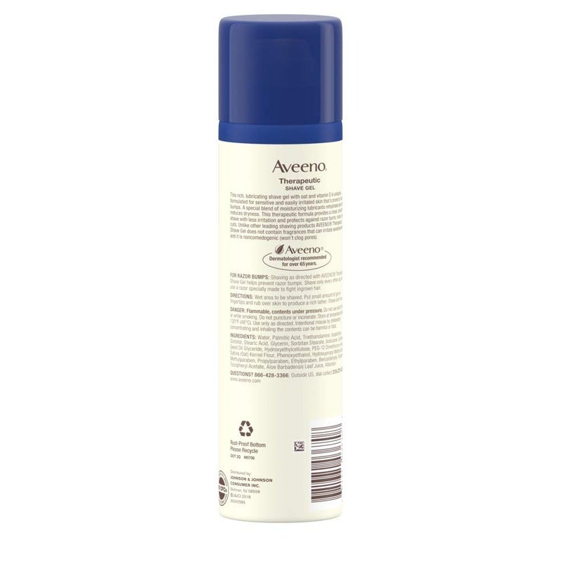 Aveeno Therapeutic Shave Gel with Oat and Vitamin E to Help Prevent Razor Bumps and Soothe Dry and Sensitive Skin, No Added Fragrances and Non-Comedogenic, 7 oz (Pack of 6) - Image 2