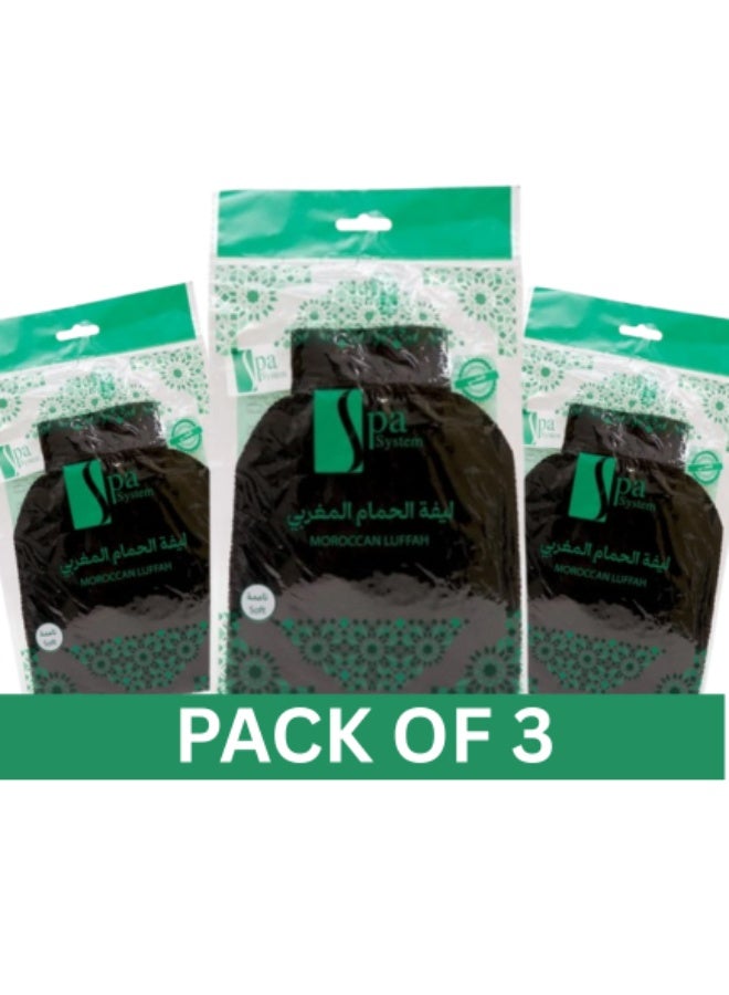 Moroccan Bath Loofah Black - 3 pcs
