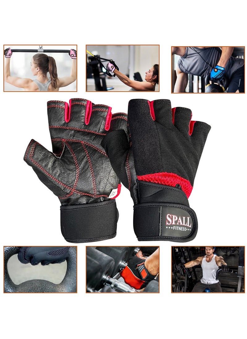 Spall - Weight Lifting Leather Gloves Short Strap Power Lifting Gloves Strong Grip Palm Exercise Fitness Strengthen Gloves Home Gym - Image 1