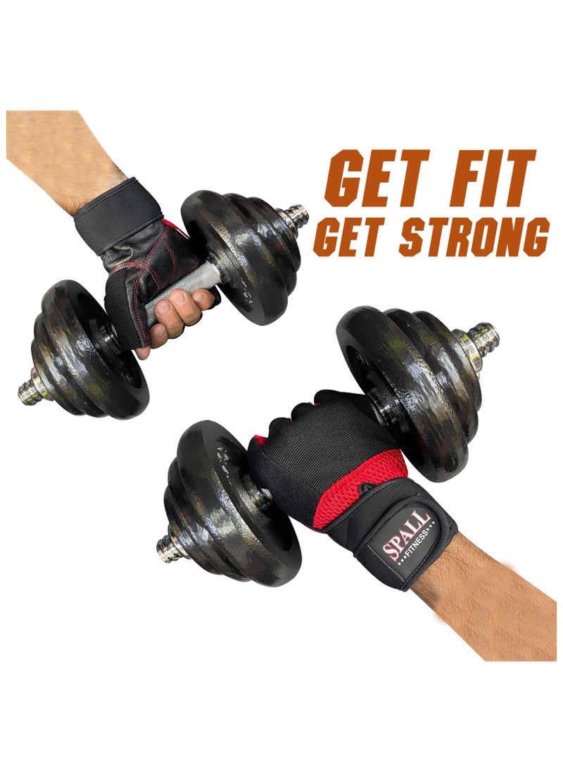 Spall - Weight Lifting Leather Gloves Short Strap Power Lifting Gloves Strong Grip Palm Exercise Fitness Strengthen Gloves Home Gym - Image 1