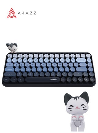 AJAZZ 308i Wireless Bluetooth keyboard mini portable 84-key keyboard compatible with Android, Windows, PC, tablet computer, dark color, suitable for home and office keyboard