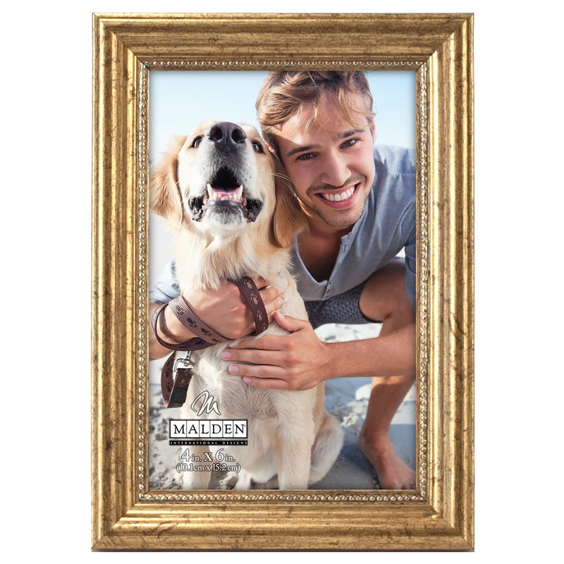 Malden International Designs 217746 Classic Wood Picture Frame4x6 Gold