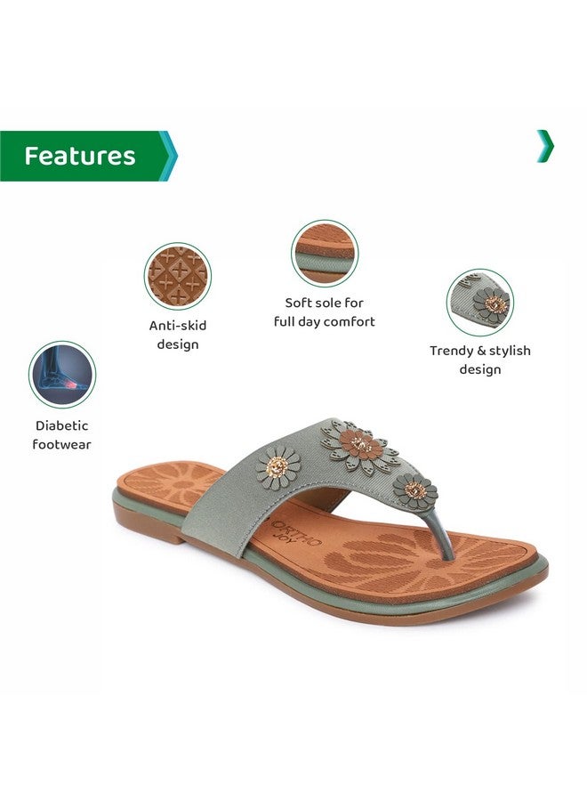 ORTHO JOY - ORTHO JOY Extra-Soft Doctor Slippers for women Green color - Image 1