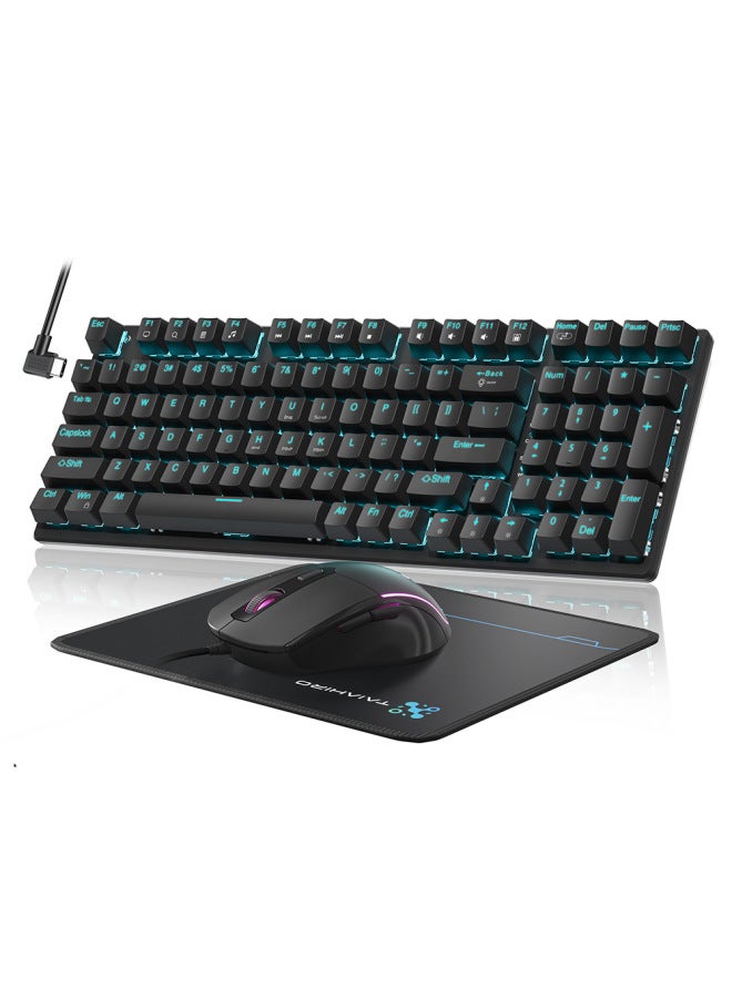Retro Typewriter-style Mechanical Keyboard Silent Gaming Mouse Set Office Gaming Three-mode Keyboard Dedicated