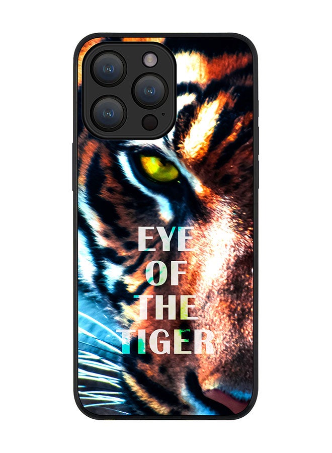 Stylizedd Cover for iPhone 15 Pro Case Rugged Black Slim fit Soft Flexible Anti Drop TPU Gel Thin Protective Phone Cases - Eye Of The Tiger - Image 1