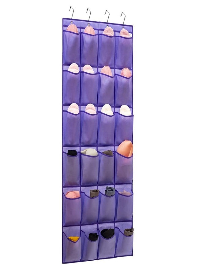 ANIZER Over The Door Hanging Shoe Organizer Shoe Rack Hanger 24 Large Fabric Pockets Holder with 4 Sturdy Hooks (PURPLE) - Image 1
