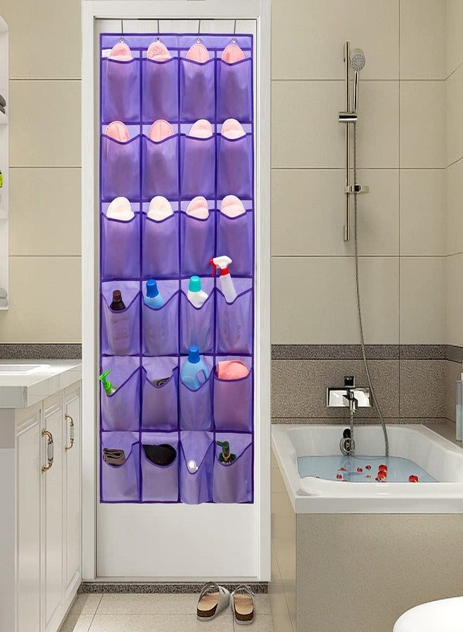 ANIZER Over The Door Hanging Shoe Organizer Shoe Rack Hanger 24 Large Fabric Pockets Holder with 4 Sturdy Hooks (PURPLE) - Image 4