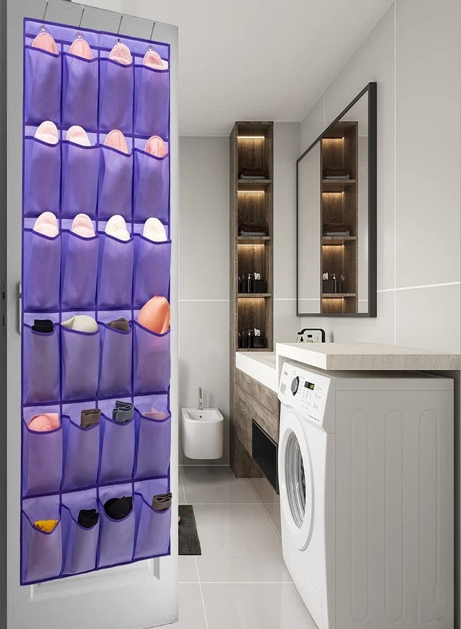 ANIZER Over The Door Hanging Shoe Organizer Shoe Rack Hanger 24 Large Fabric Pockets Holder with 4 Sturdy Hooks (PURPLE) - Image 5
