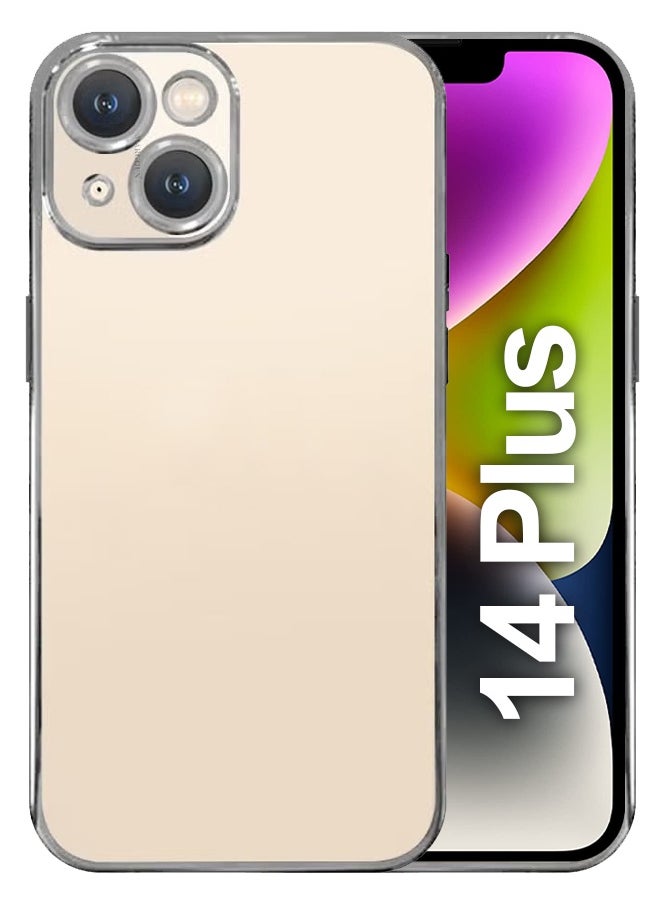 KST Design iPhone 14 Plus Case Classic Series Clear Case with Electroplating Frame 6D Plating Camera Lens Protection Design 6.7 inch Silver/Clear  - Image 1
