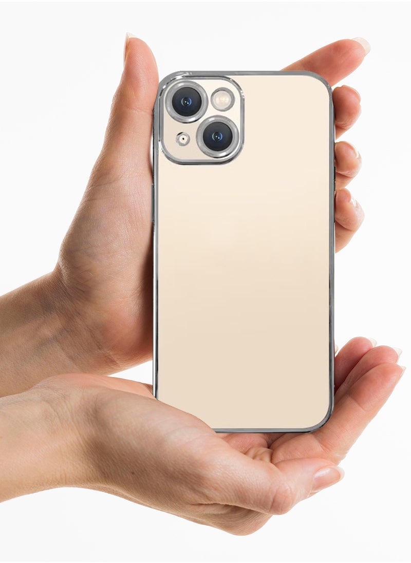 KST Design iPhone 14 Plus Case Classic Series Clear Case with Electroplating Frame 6D Plating Camera Lens Protection Design 6.7 inch Silver/Clear  - Image 4