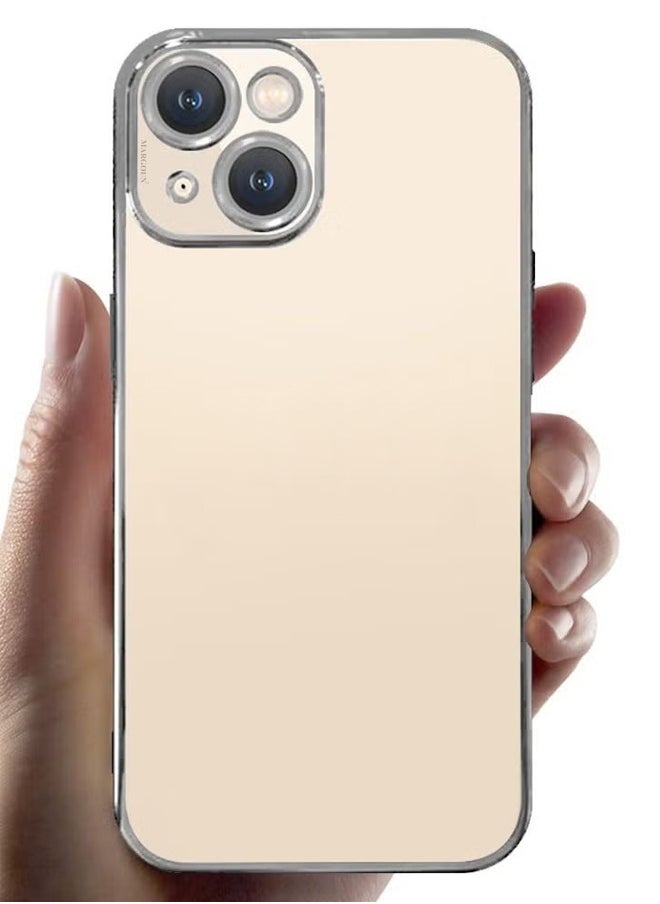 KST Design iPhone 14 Plus Case Classic Series Clear Case with Electroplating Frame 6D Plating Camera Lens Protection Design 6.7 inch Silver/Clear  - Image 3
