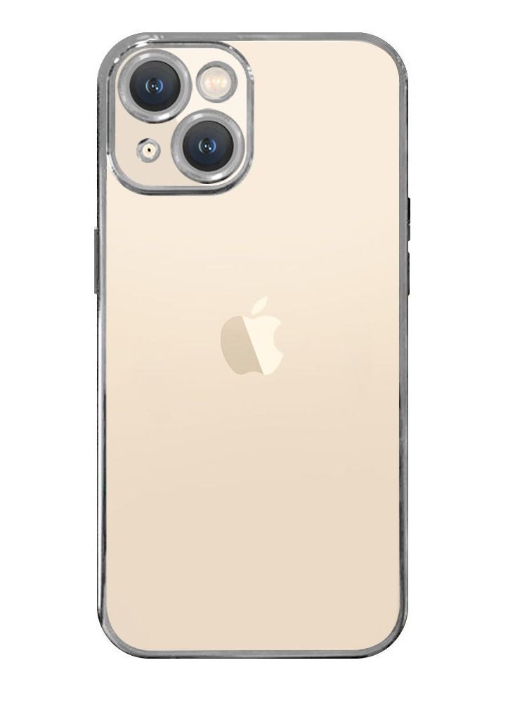 KST Design - iPhone 14 Plus Case Classic Series Clear Case with Electroplating Frame 6D Plating Camera Lens Protection Design 6.7 inch Silver/Clear - Image 1