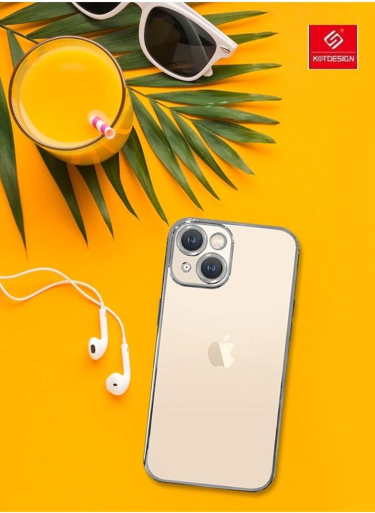 KST Design - iPhone 14 Plus Case Classic Series Clear Case with Electroplating Frame 6D Plating Camera Lens Protection Design 6.7 inch Silver/Clear - Image 1