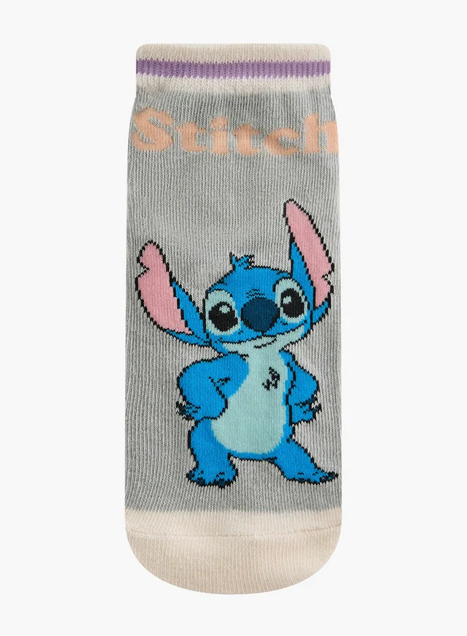 ديزني Stitch Print Non Terry Ankle Length Socks - Set of 5