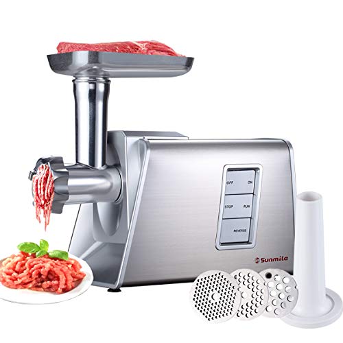 Sunmile SM-G73 Heavy Duty Electric Meat Grinder and Sausage Stuffer Maker 1000W Max with Stainless Steel Cutting Blade and 3 Cutting Plates and 1 Big Sausage Stuff, ETL Certificated - Image 1