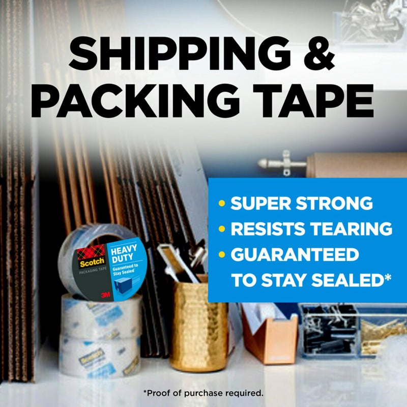 Scotch  Scotch Heavy Duty Shipping Packing Tape, Clear, Shipping and Packaging Supplies, 1.88 in. x 54.6 yd., 6 Tape Rolls  - Image 2