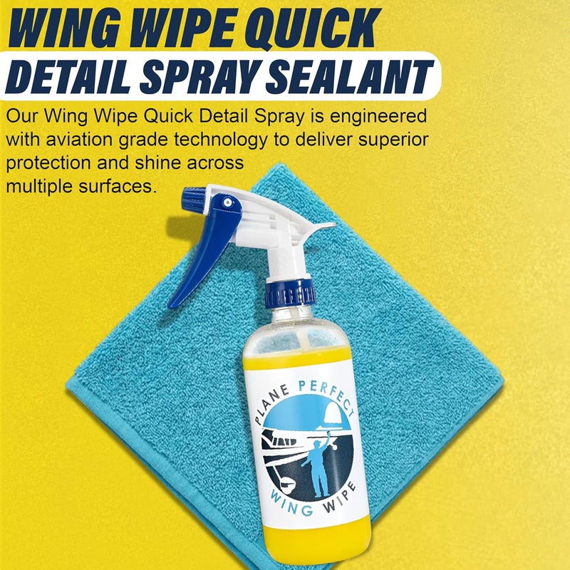 Plane Perfect Wing Wipe Quick Detail Spray Sealant - 16 Oz, Ultimate UV Protection Hydrophobic Plane & Car Wax Spray, Aviation Grade Quick Detailer Spray for Airplane, Car, RV, Motorcycle & Boat - Image 1