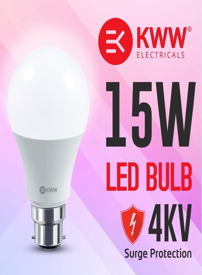 KWW 15W B22 Cool Day White LED Bulb, Pack of 2 | Energy-Efficient LED Lighting | Low Power Consumption | Low Electricity Bill | LED for Bedroom, Home, Kitchen, Bathroom, Washroom, Office - Image 4
